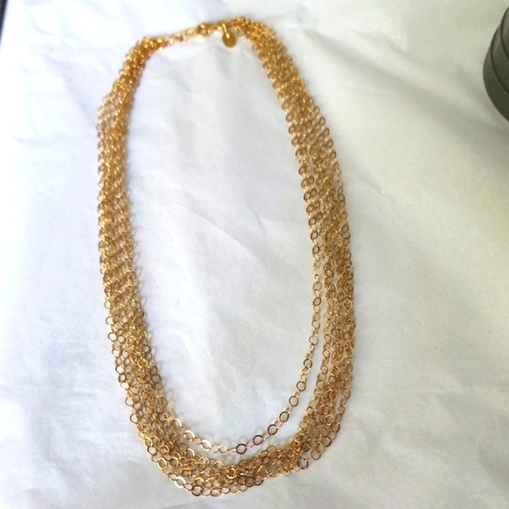 BELLEZA LONG KA1772 ITALY 14KT GE GOLD TONE MULTI CHAIN (6) NECKLACE